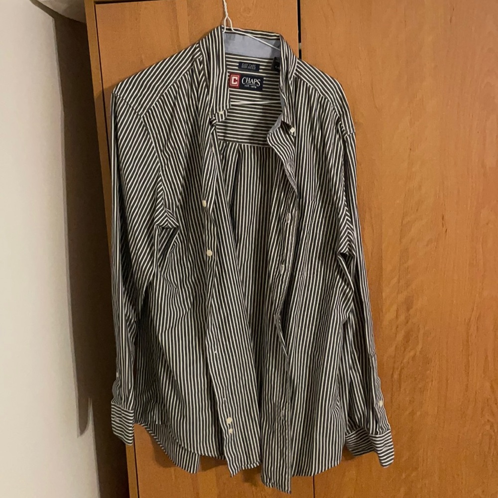 Grey and white button down shirt